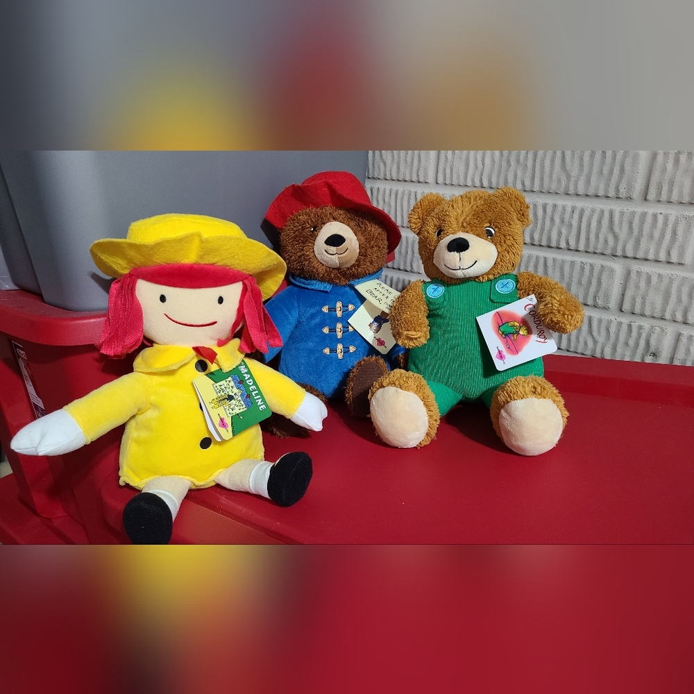 Madeline, Paddington Bear and Corduroy dolls